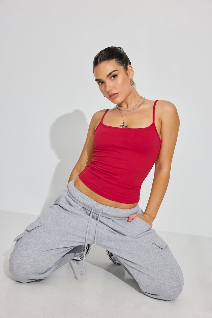 Sleek Scoop Cami Top Red - Image 6