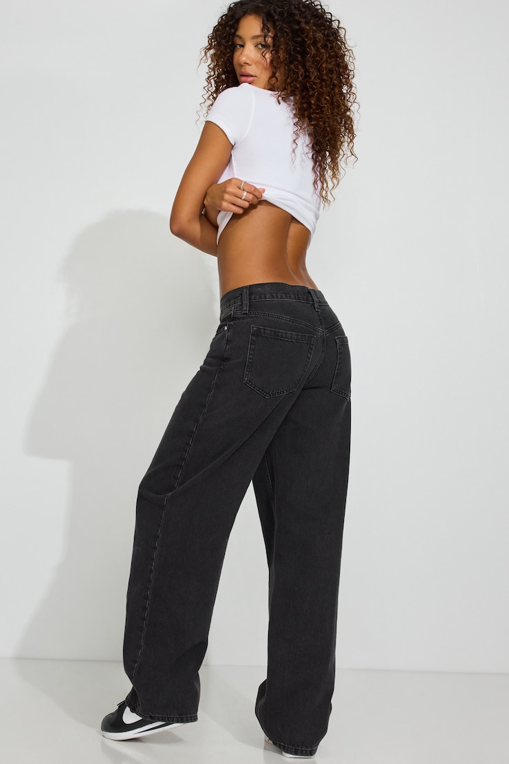 Low Rise Baggy Jeans Black - Image 4