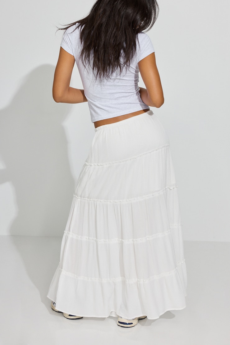 Tiered Maxi Skirt White - Image 8