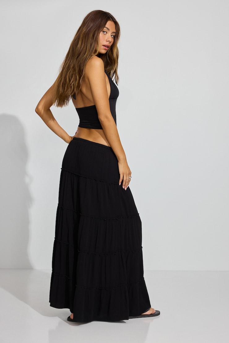 Tiered Maxi Skirt Black - Image 3