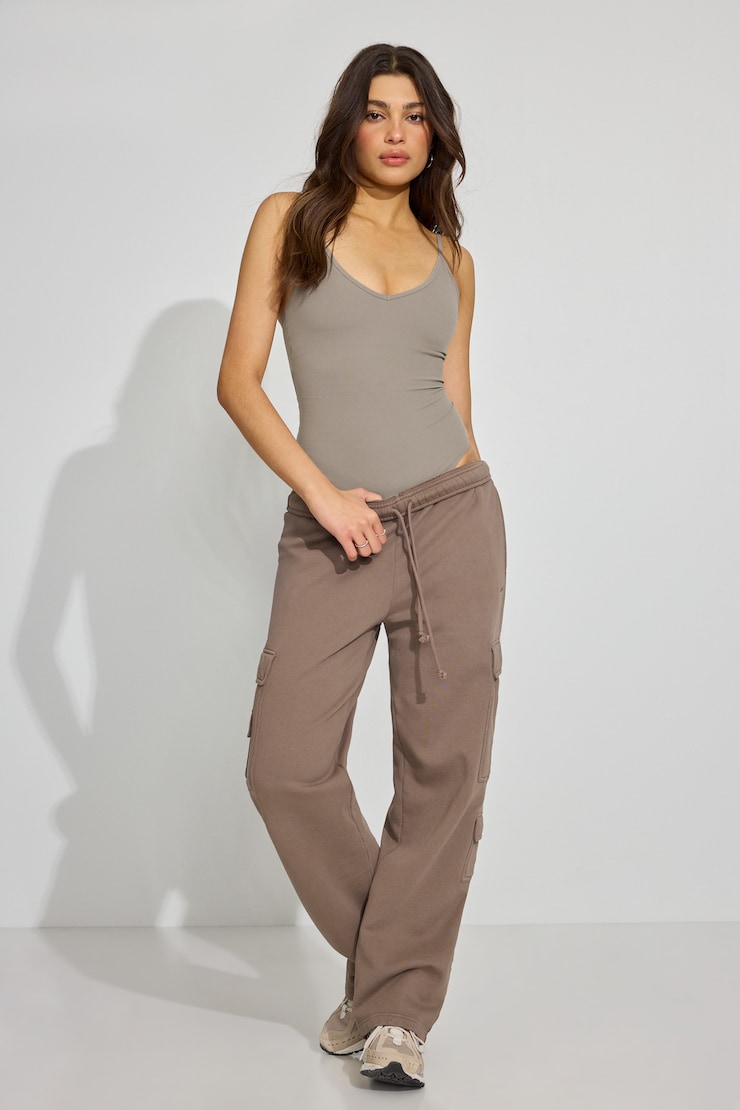 SoftActive Plunge Bodysuit Beige - Image 3