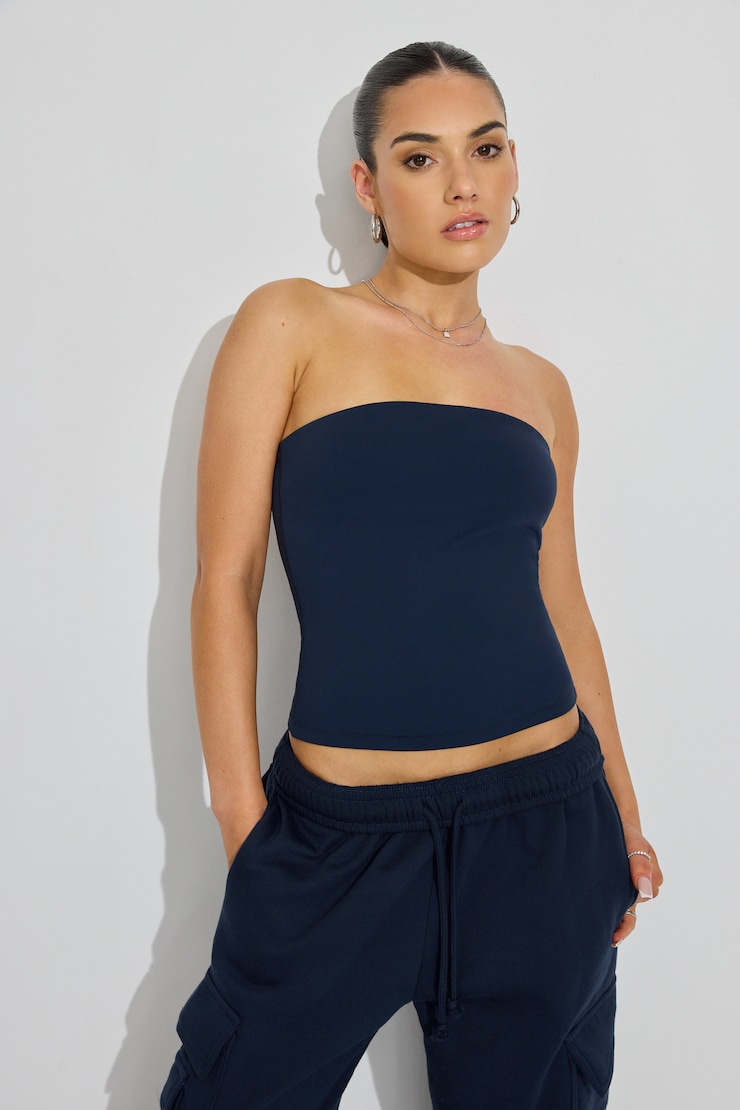 Sleek Longline Tube Top Navy