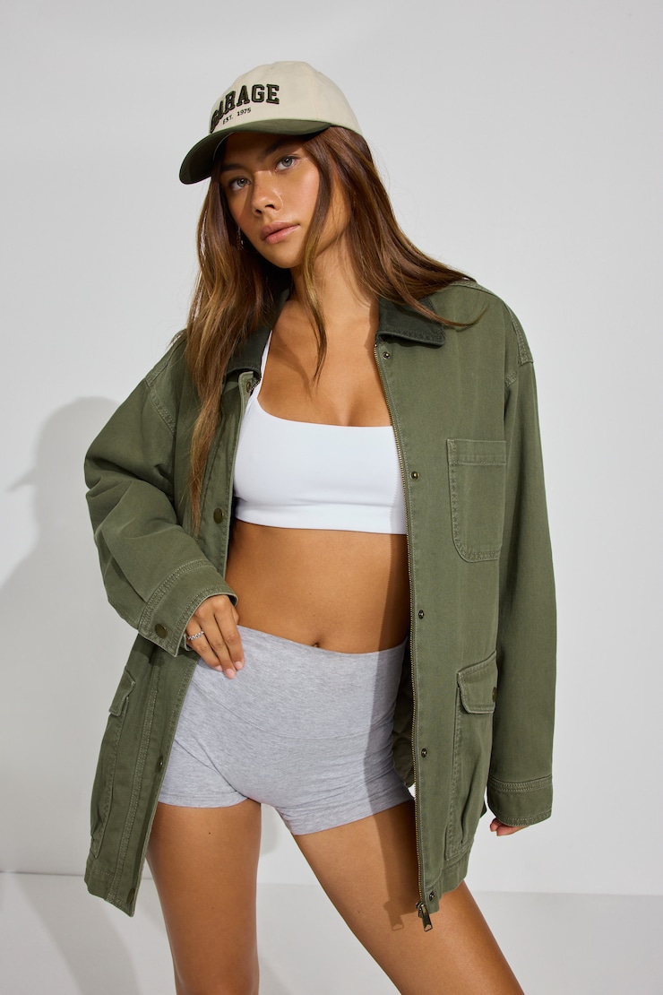 Long Twill Field Jacket Green - Image 2
