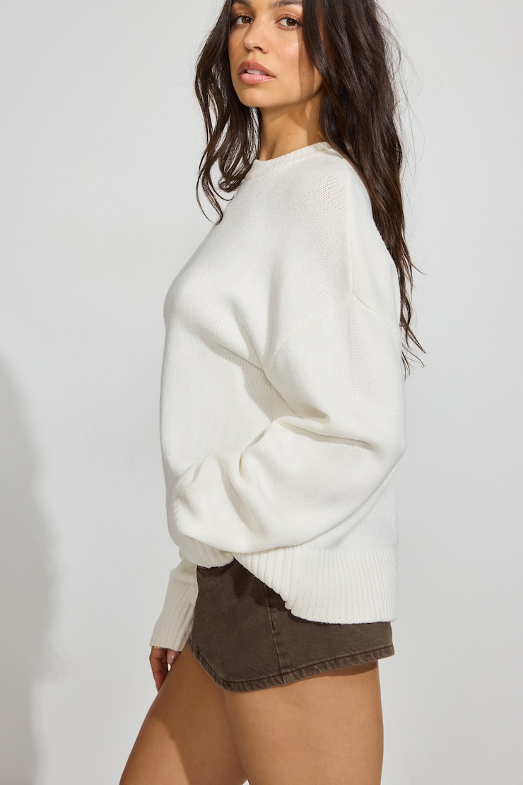 Roxy Long Sleeve Supersoft Crewneck Sweater White - Image 6