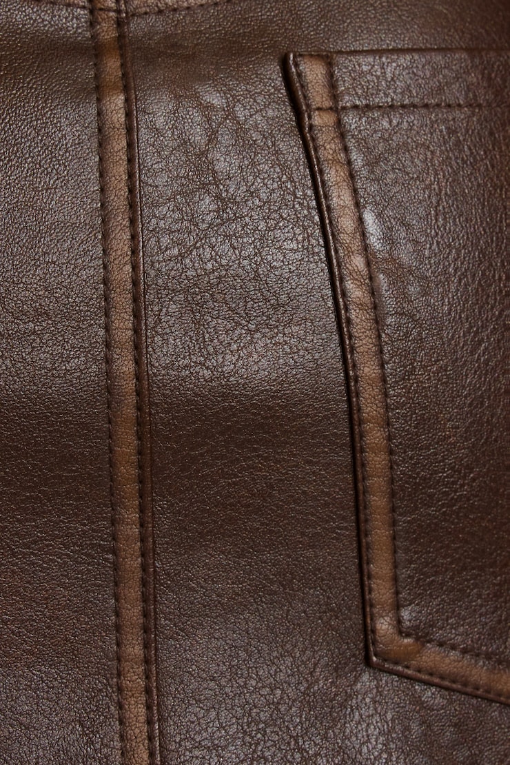 Faux Leather Micro Skort Brown - Image 5