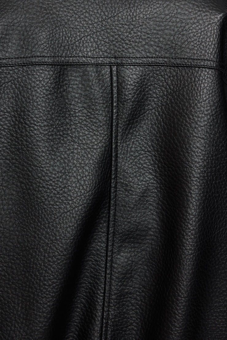 Oversized Faux Leather Bomber Black - Image 6