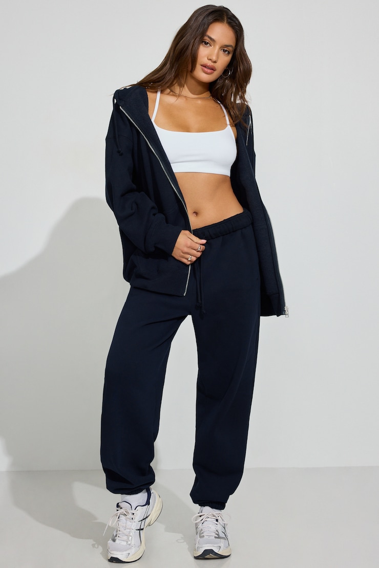 SoftTerry Oversized Zip-Up Hoodie Navy - Image 4