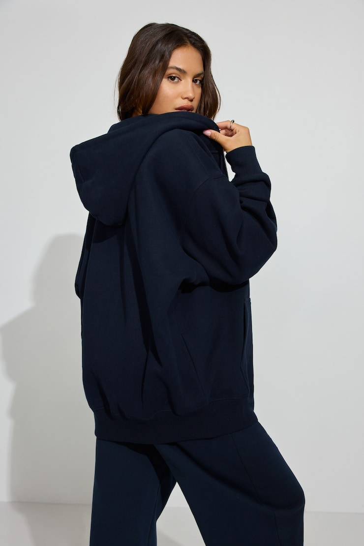 SoftTerry Oversized Zip-Up Hoodie Navy - Image 5