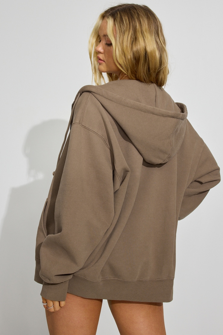 SoftTerry Oversized Zip-Up Hoodie Brown - Image 3