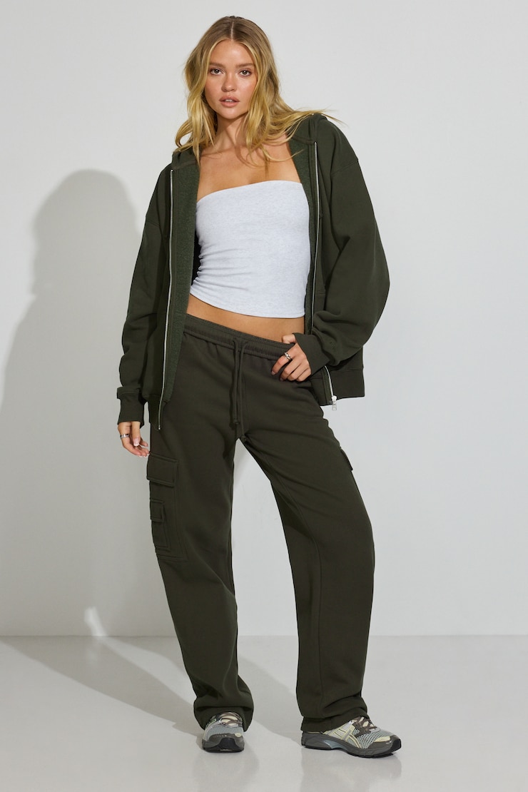 SoftTerry Oversized Zip-Up Hoodie Green - Image 3