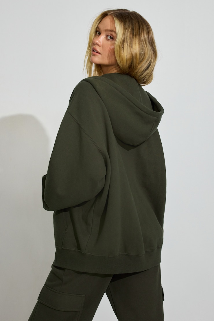 SoftTerry Oversized Zip-Up Hoodie Green - Image 4
