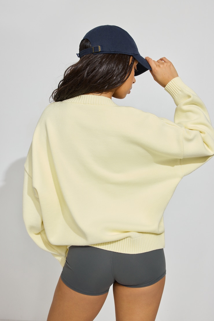 V-Neck Oversized Sweater Yellow - Image 3