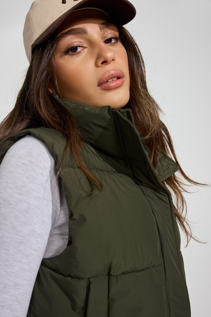 Mini Puff Vest Khaki - Image 4
