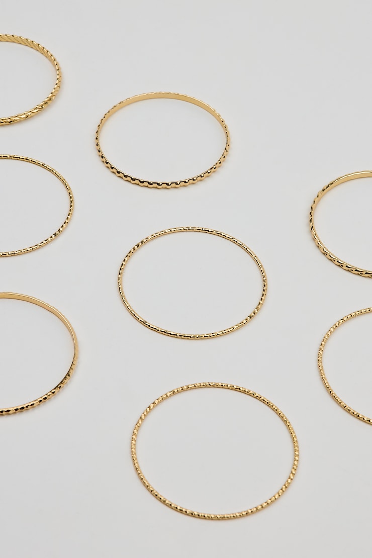 Set of 11 Textured Bangles Yellow - Image 2