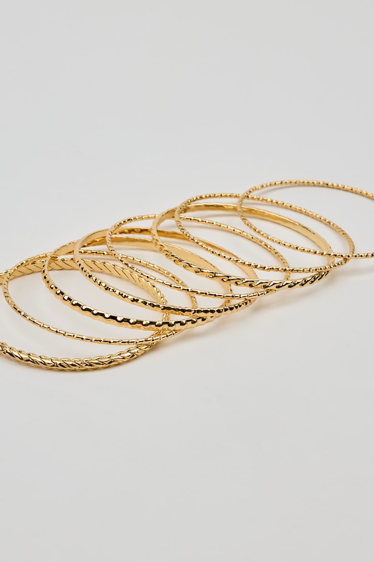 Set of 11 Textured Bangles Yellow - Image 3
