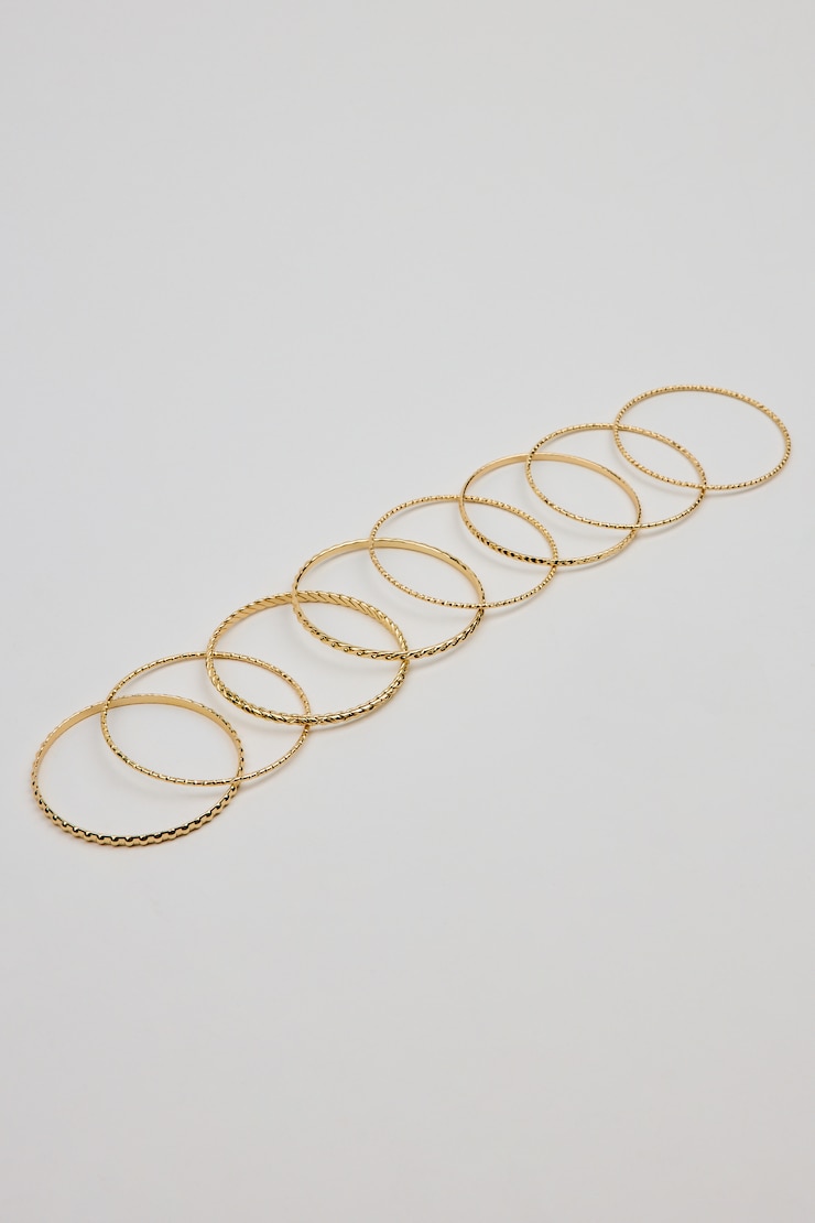 Set of 11 Textured Bangles Yellow - Image 4