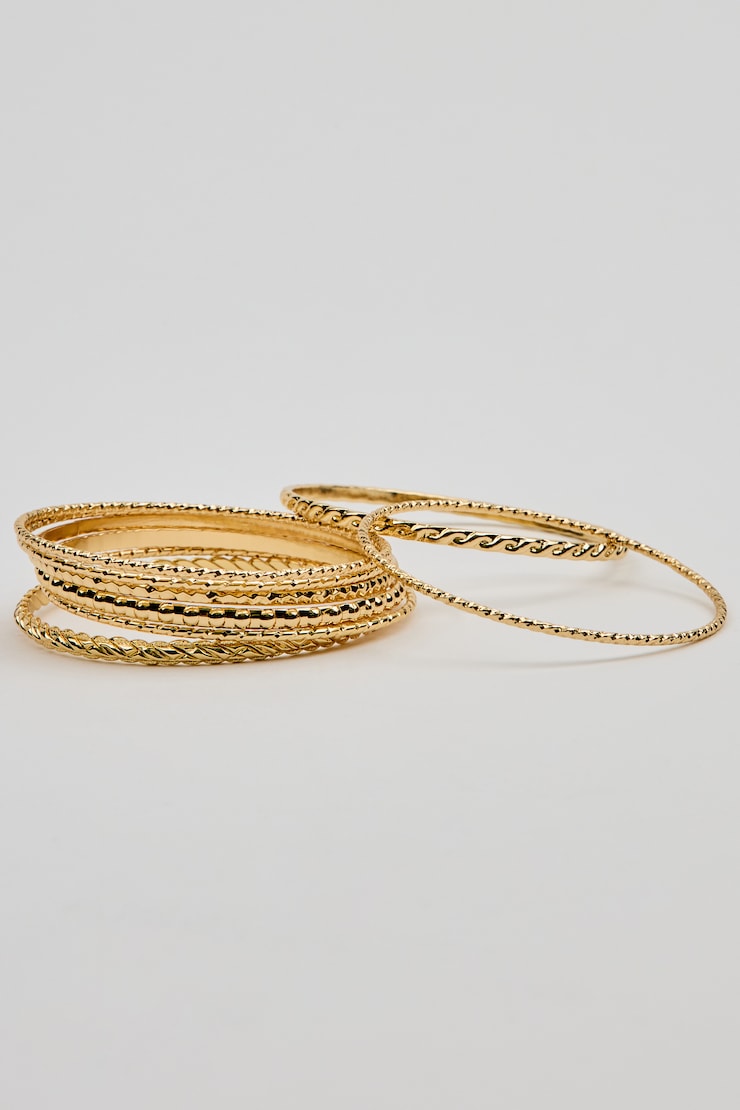Set of 11 Textured Bangles Yellow - Image 5