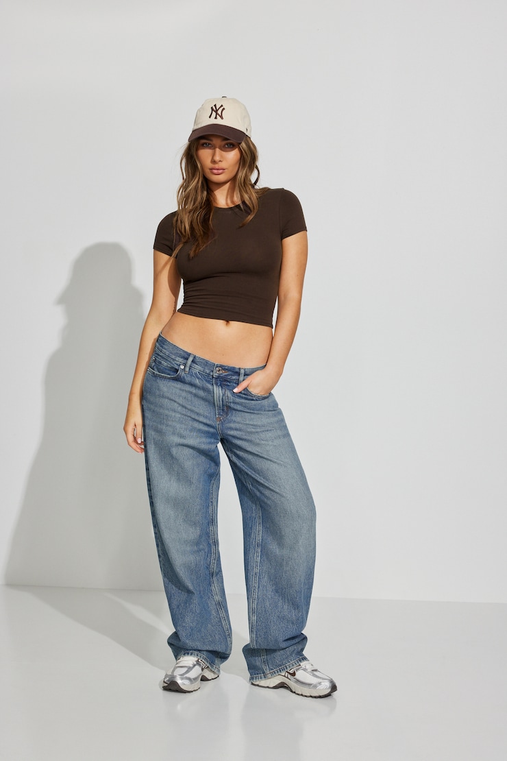 SuperSoft Crewneck Cropped T-Shirt Brown - Image 2