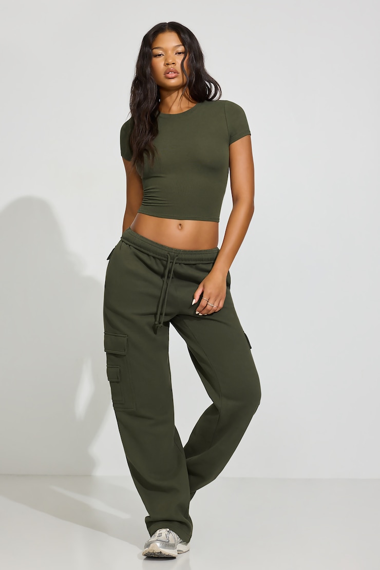 SuperSoft Crewneck Cropped T-Shirt Green - Image 2