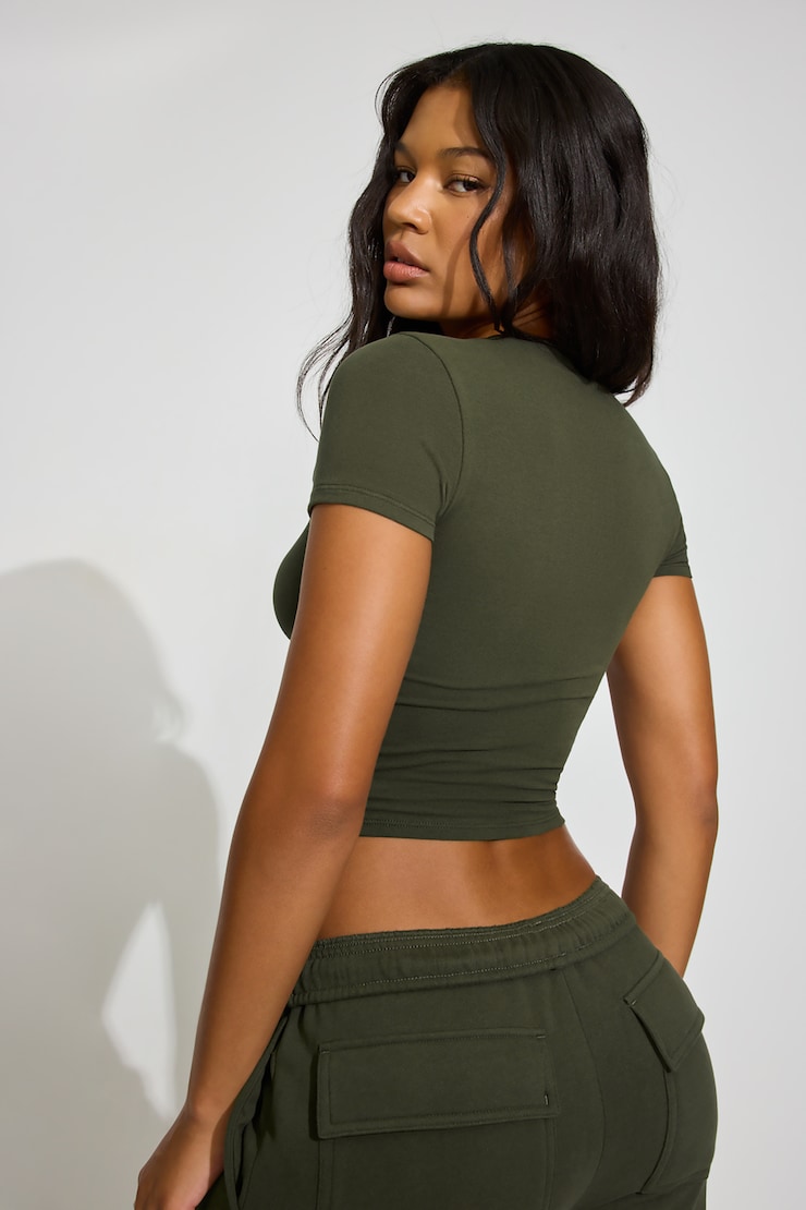 SuperSoft Crewneck Cropped T-Shirt Green - Image 3