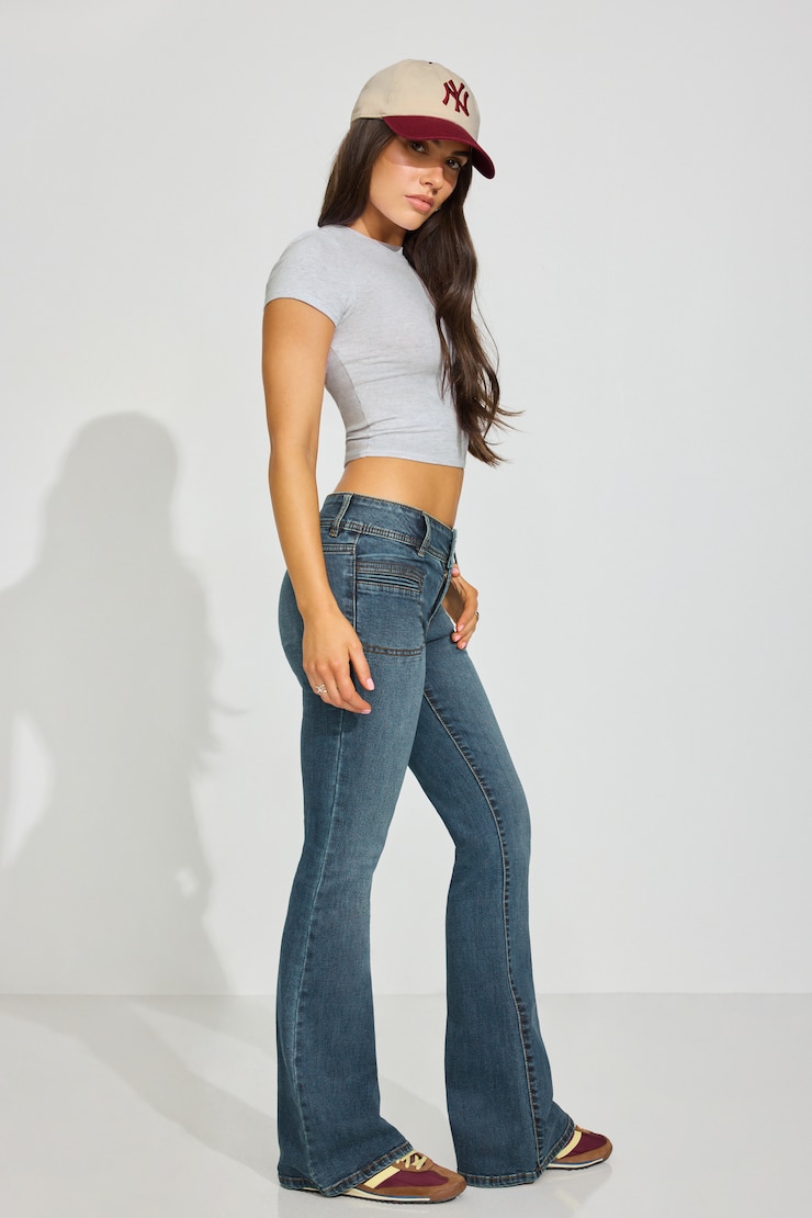 Low Rise Flare Jeans BLUE - Image 2