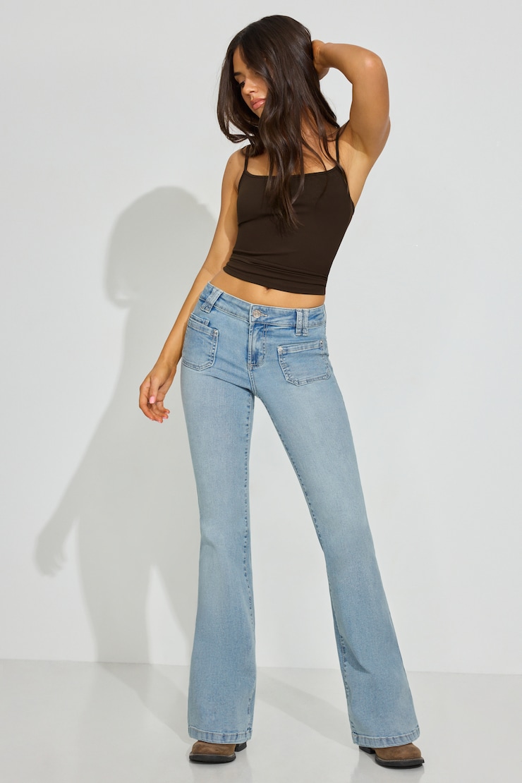 Low Rise Flare Jeans Blue