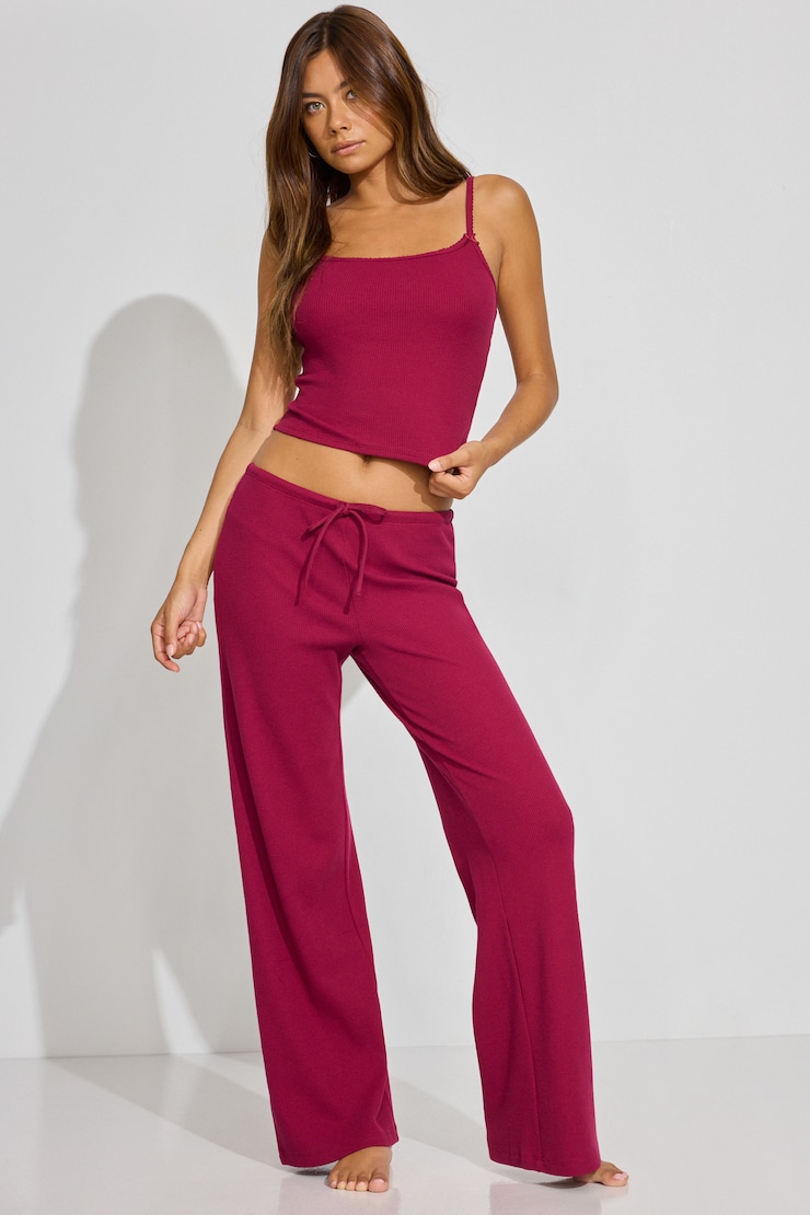 Waffle Pants Burgundy