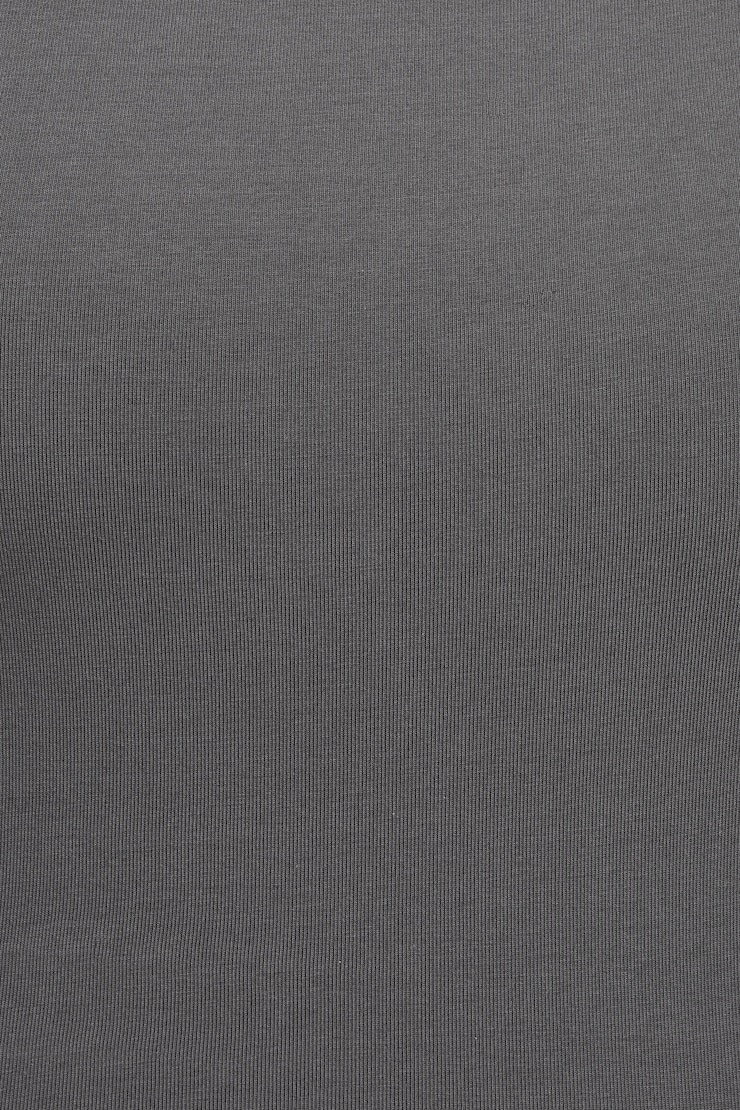 Crewneck Open Back Short Sleeve Top Grey - Image 5