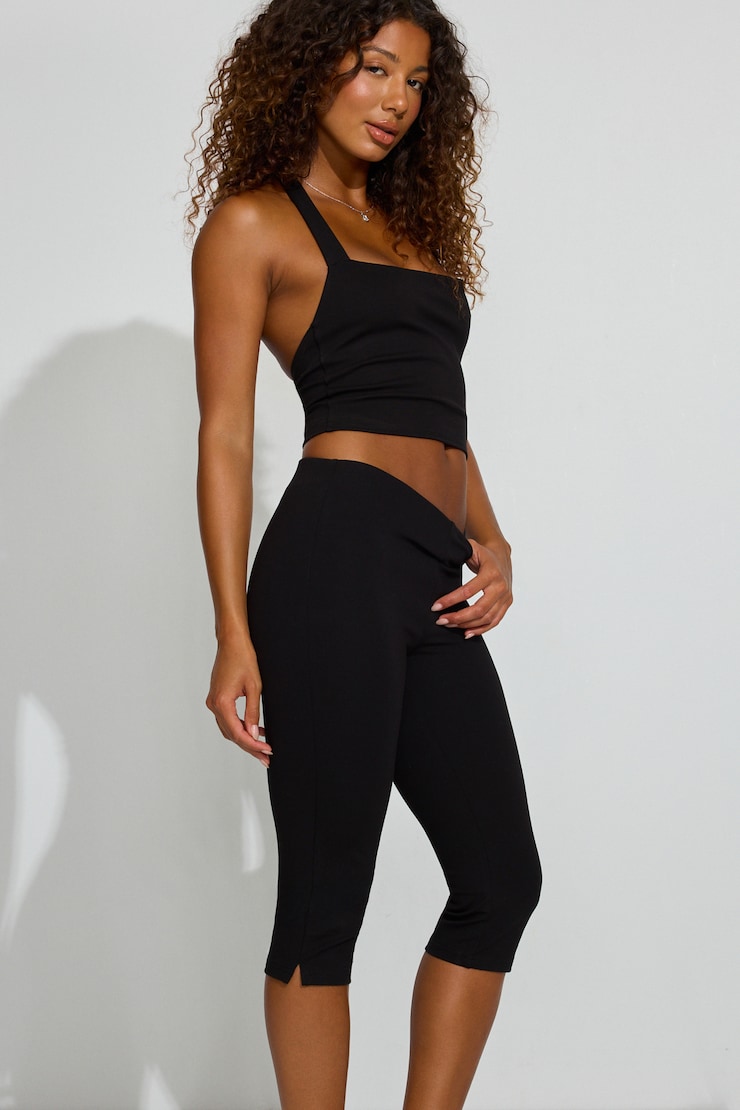 Knit Capri Pants BLACK