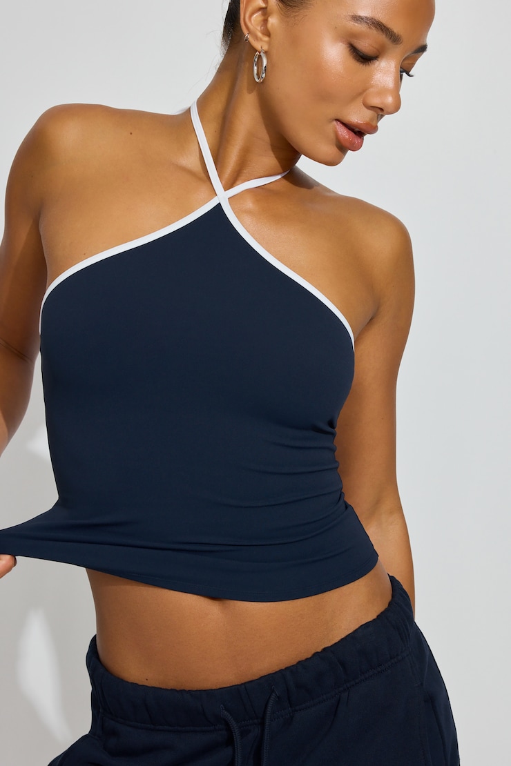 Sleek Y-Neck Cami Top Blue
