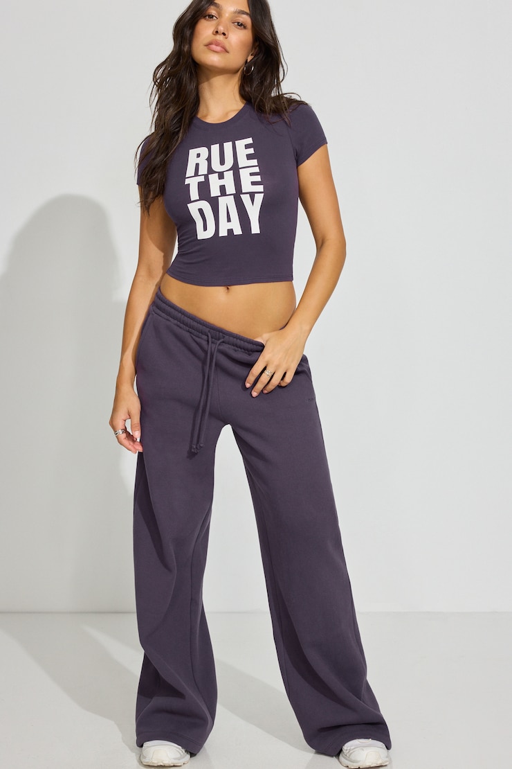 SuperSoft Cropped Crewneck T-Shirt Purple - Image 2