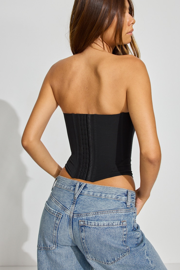 Mesh Longline Tube Corset Black - Image 4