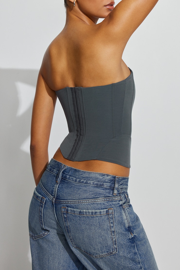 Mesh Longline Tube Corset Gray - Image 3