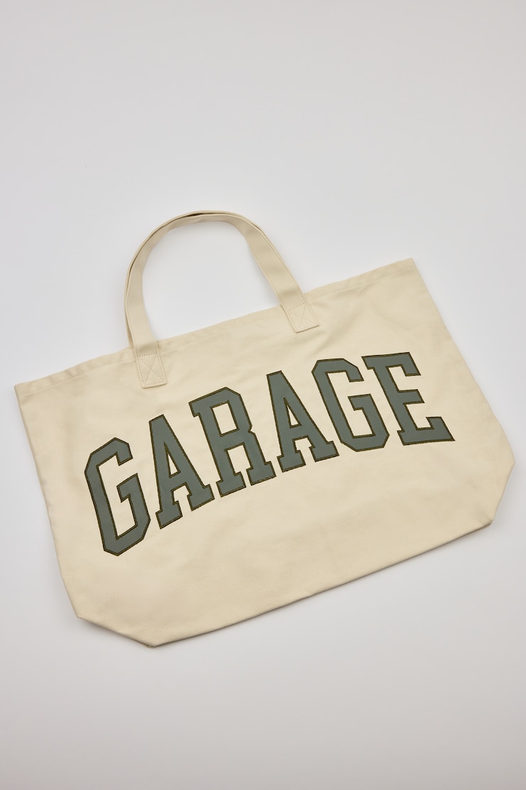 GARAGE Branded Solid Base Tote Bag Beige - Image 2