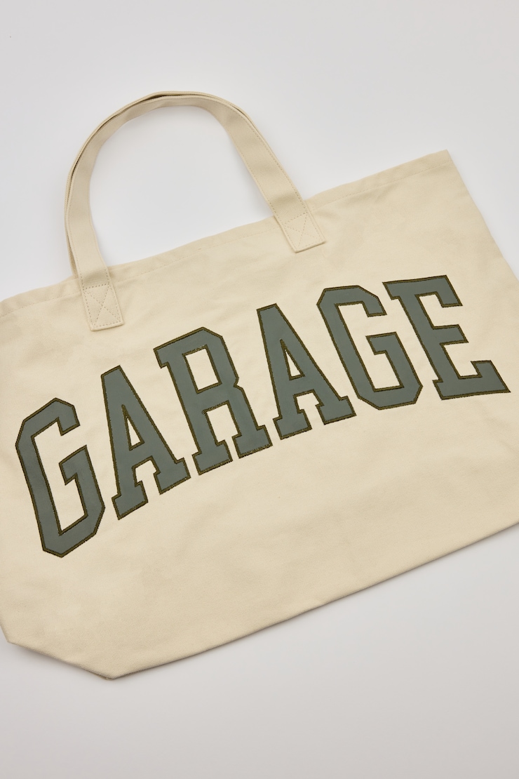 GARAGE Branded Solid Base Tote Bag Beige - Image 4