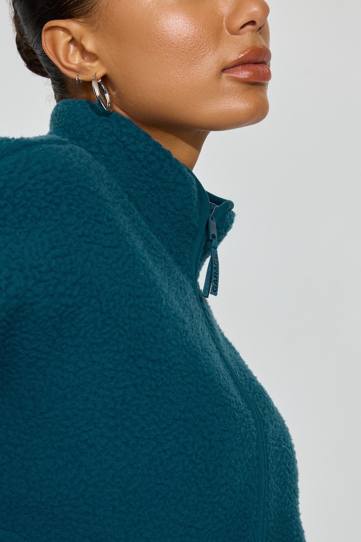 Sherpa Fleece Full Zip Jacket Blue - Image 3