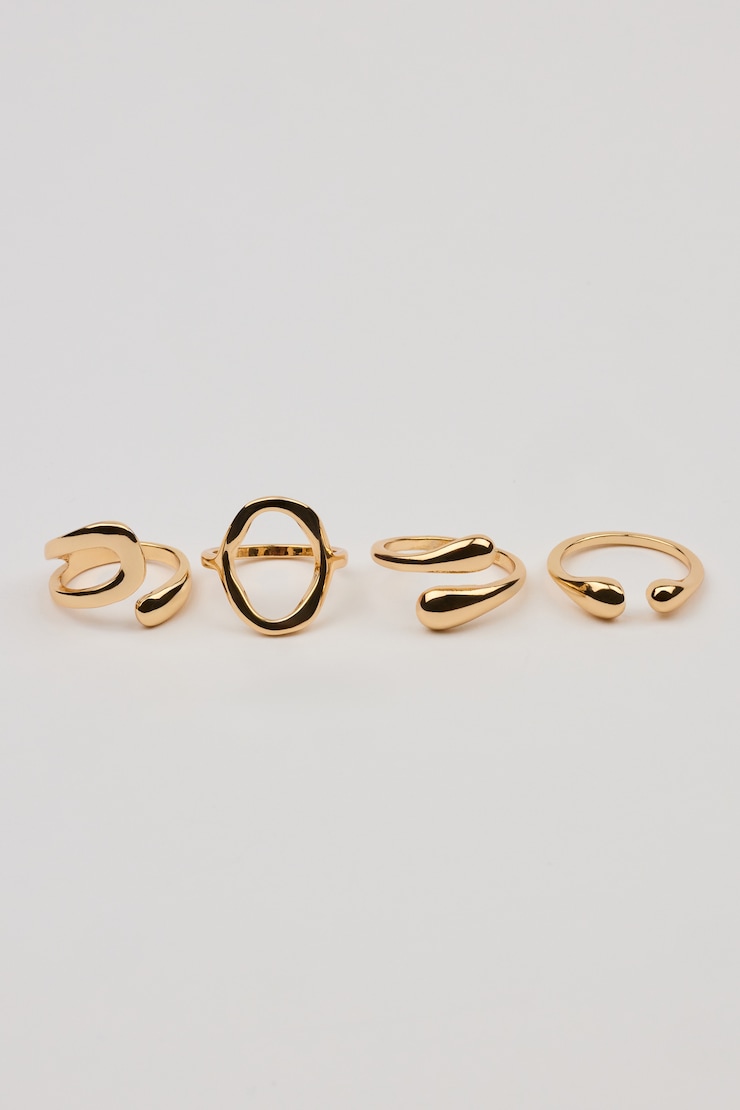 Set of 4 Open Shaped Rings Yellow - Image 4