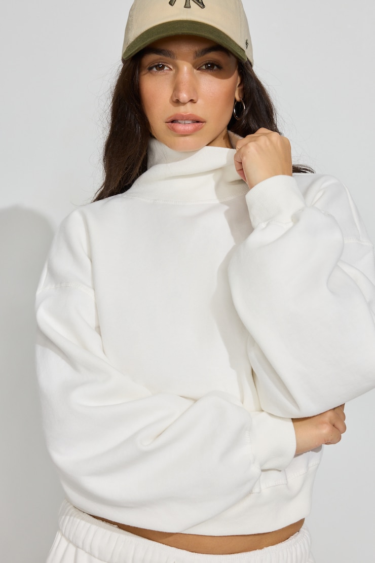 UltraFleece Bubble Mock Neck Sweater White