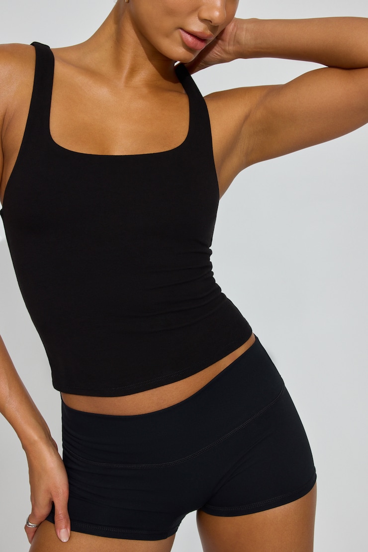 Square Neck Tank Top Black