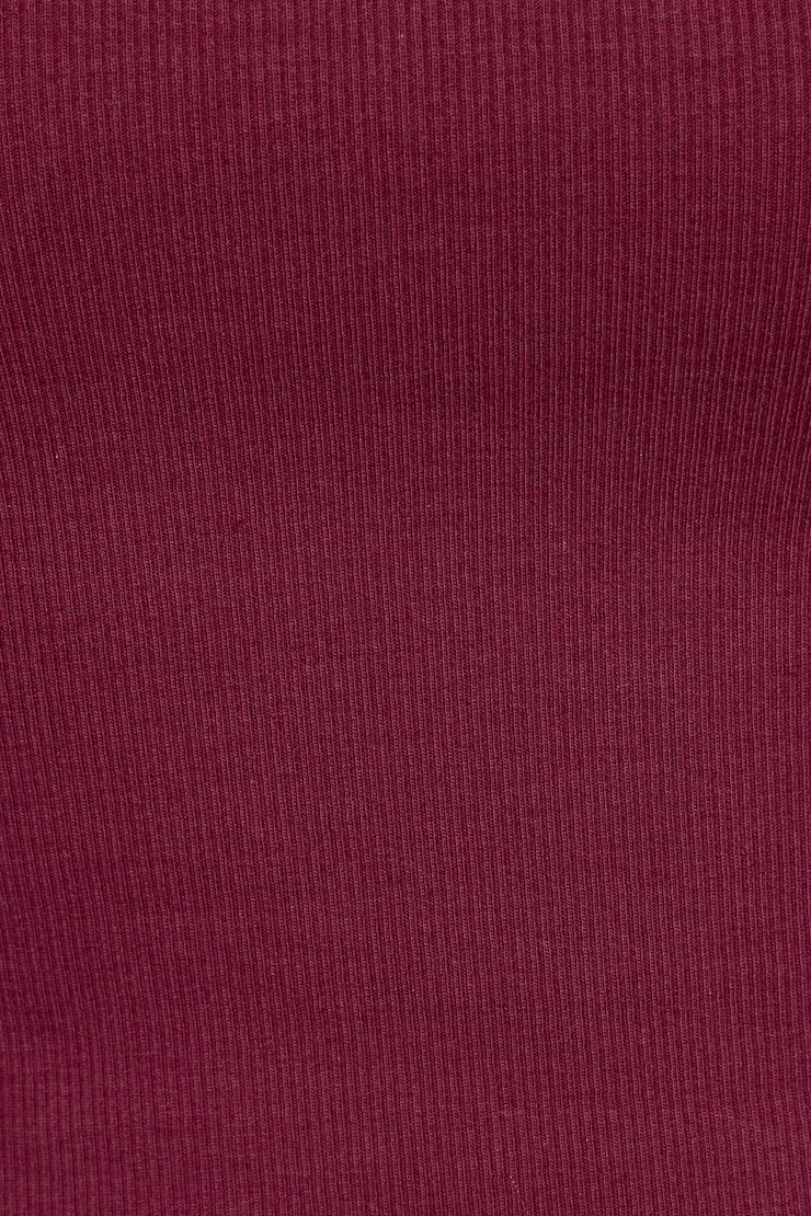 Ribbed Scoop Cami Top Burgundy - Image 4