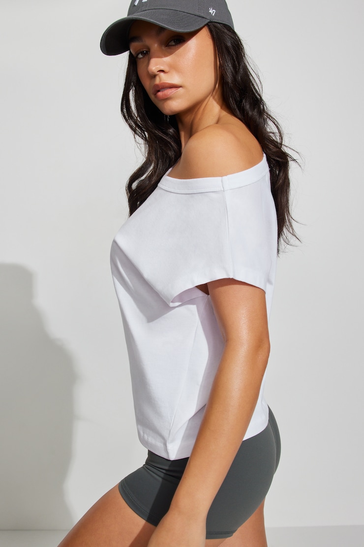 Wide Asymmetric T-Shirt White - Image 2
