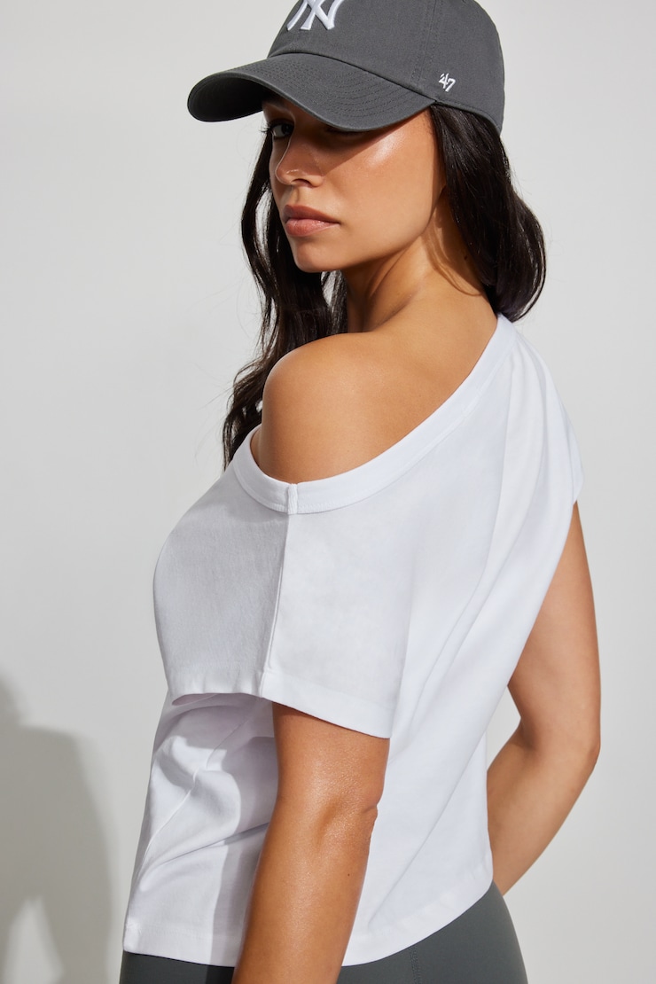 Wide Asymmetric T-Shirt White - Image 3