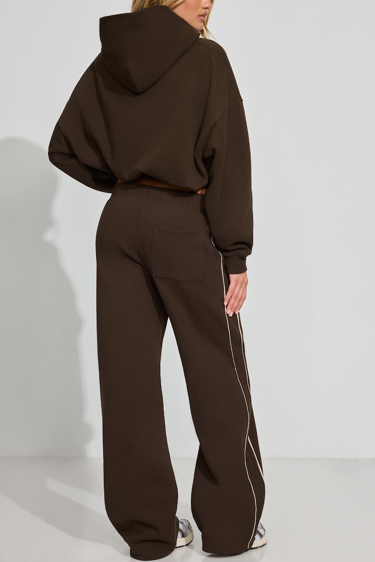 UltraFleece Straight Leg Sweatpants With Piping Brown - Image 3
