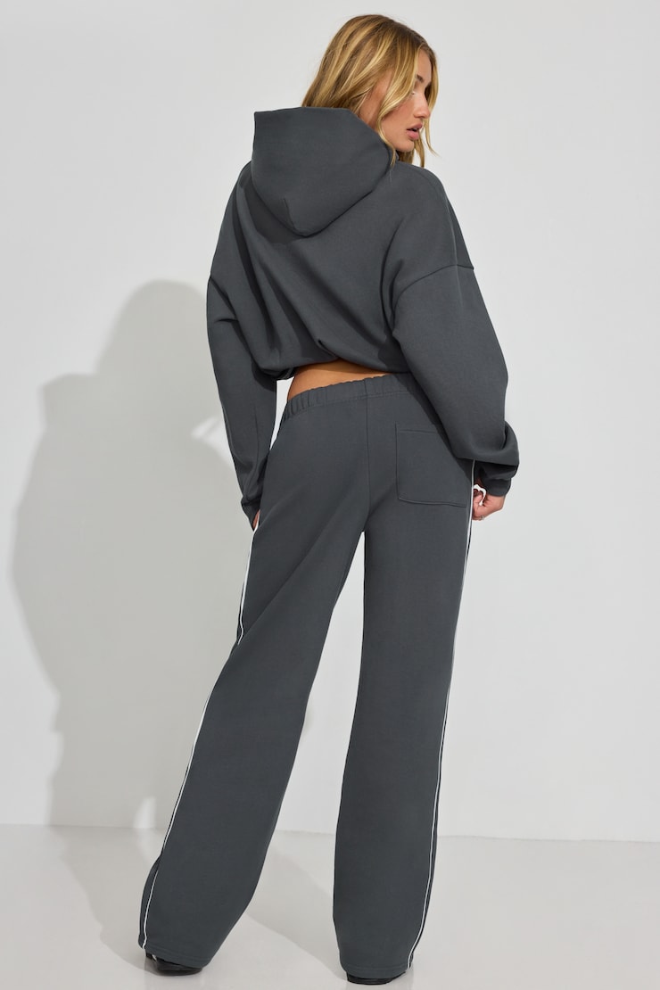 UltraFleece Straight Leg Sweatpants With Piping Gray - Image 3