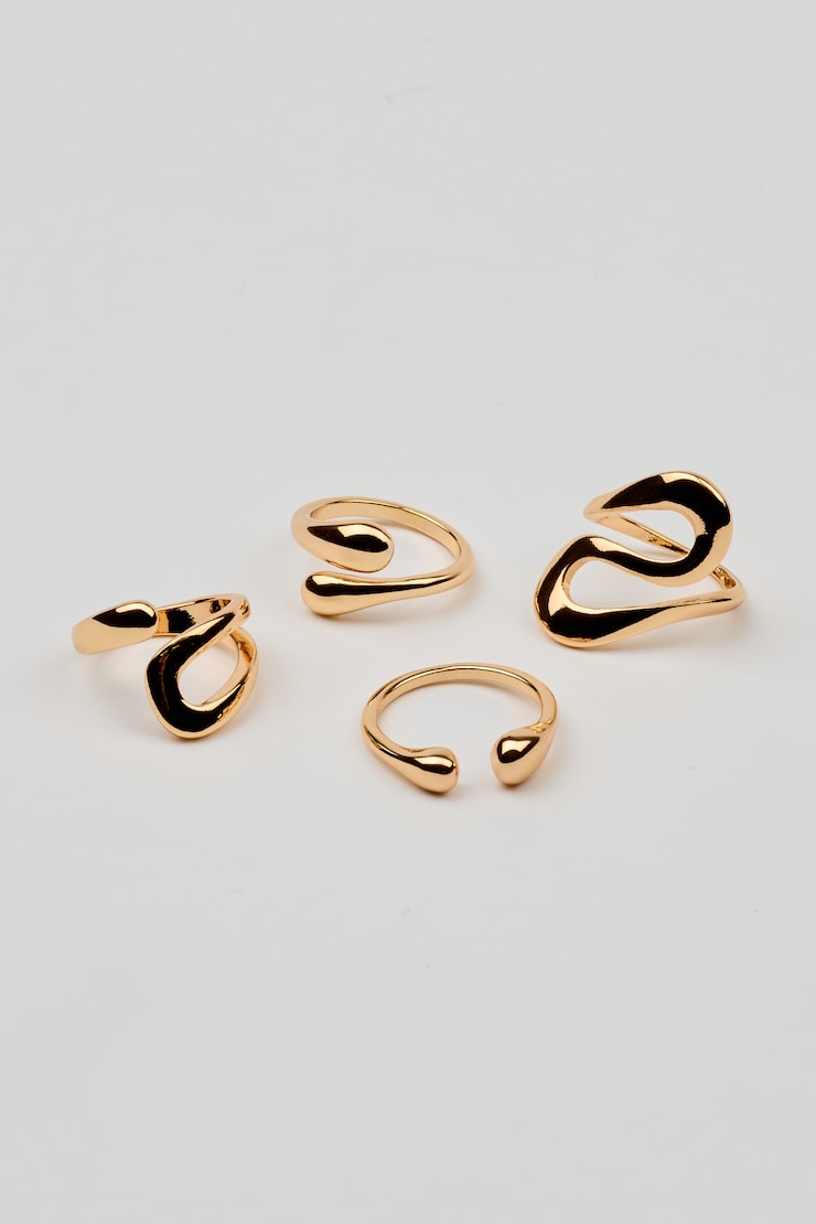 Set of 4 Open S Rings Yellow - Image 2