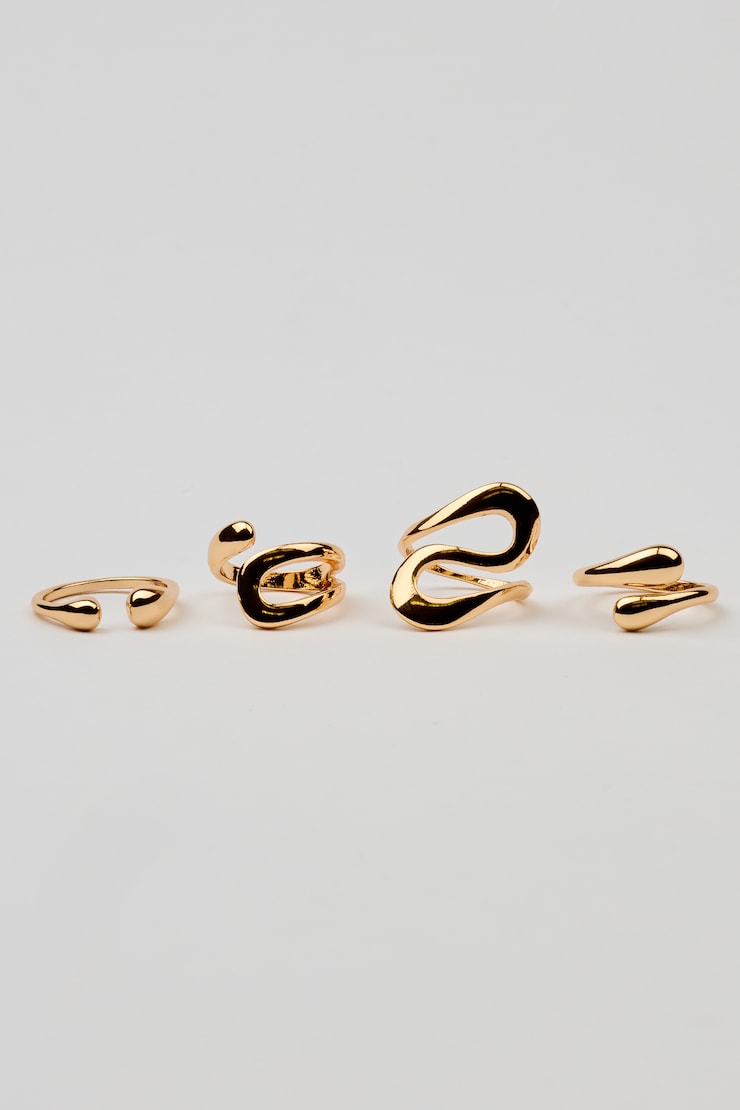 Set of 4 Open S Rings Yellow - Image 3