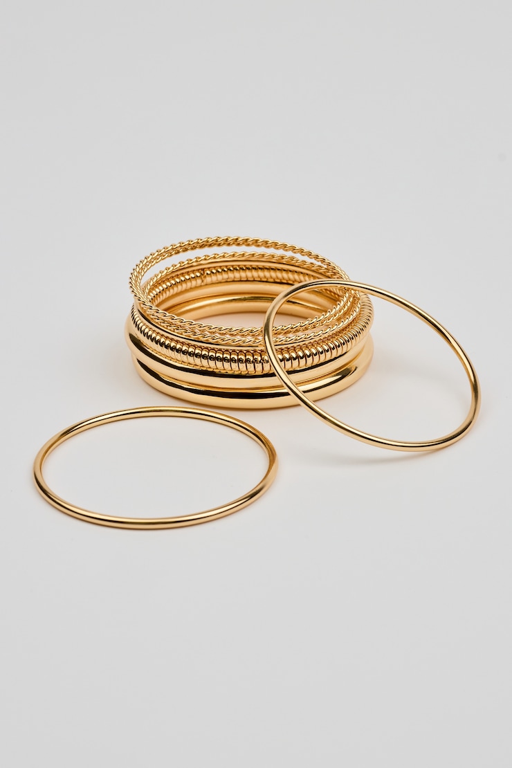 Set of 9 Twisted Bangles Yellow - Image 3