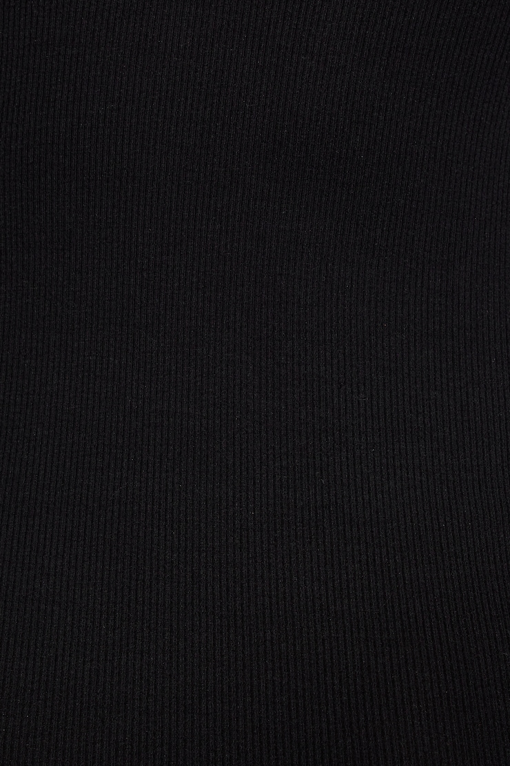 V-Neck Ribbed Mini Dress BLACK - Image 4